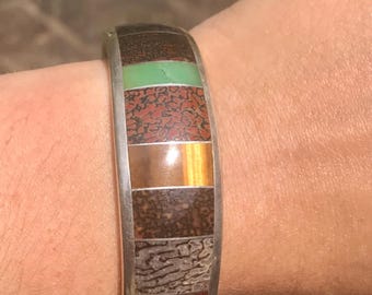 2nd Gem Grade Dinosaur Bone Inlay Sterling Cuff