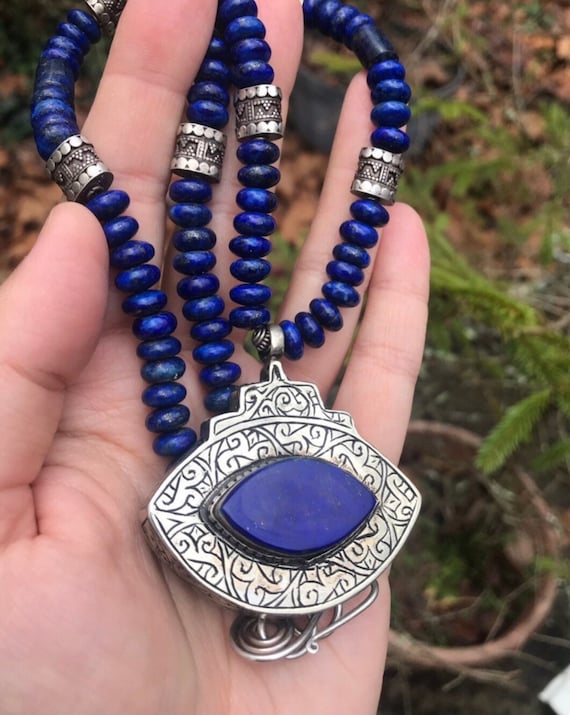 Lapis evil eye sale necklace