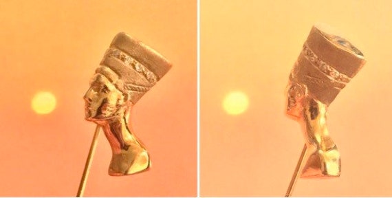 14K Nefertiti OOAK Vintage/Antique Diamond Gold S… - image 4