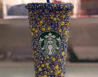 ラインストーン付きスターバックスカップ｜パールタンブラー｜キラキラコールドカップ｜ハロウィンタンブラー｜カスタムグリッターカップ