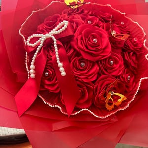Red Flower Bouquet,Prom Flower Bouquet, Ramo Buchon,Rosas Eternas,Engagement Bouquet,Custom Ramo Buchon,Engagement Bouquet