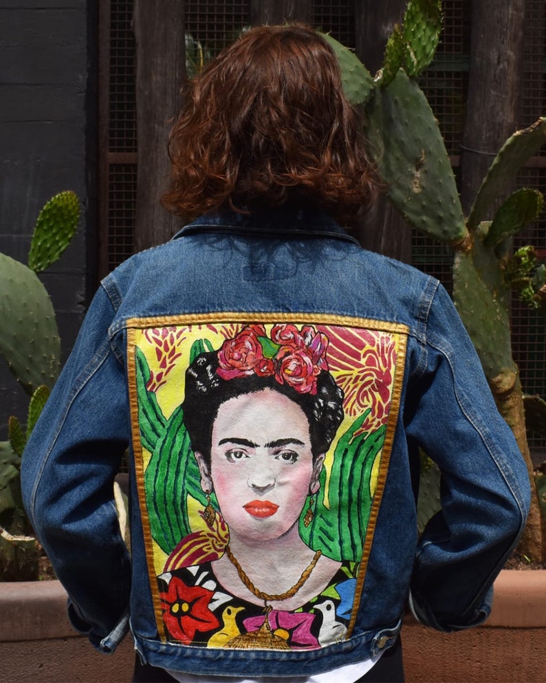 Denim jacket Frida Kahlo | Etsy