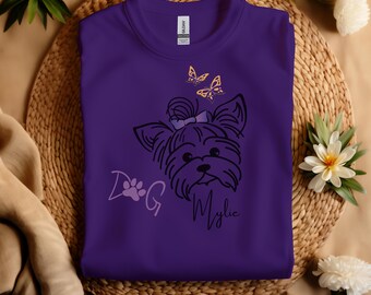 Dog Shirt Personalized Name Dog T-shirt Custom Name Yorkie name shirt Gift for Yorkie Lover Girl Dog Owner Gift Yorkshire Dog Gift T-Shirt