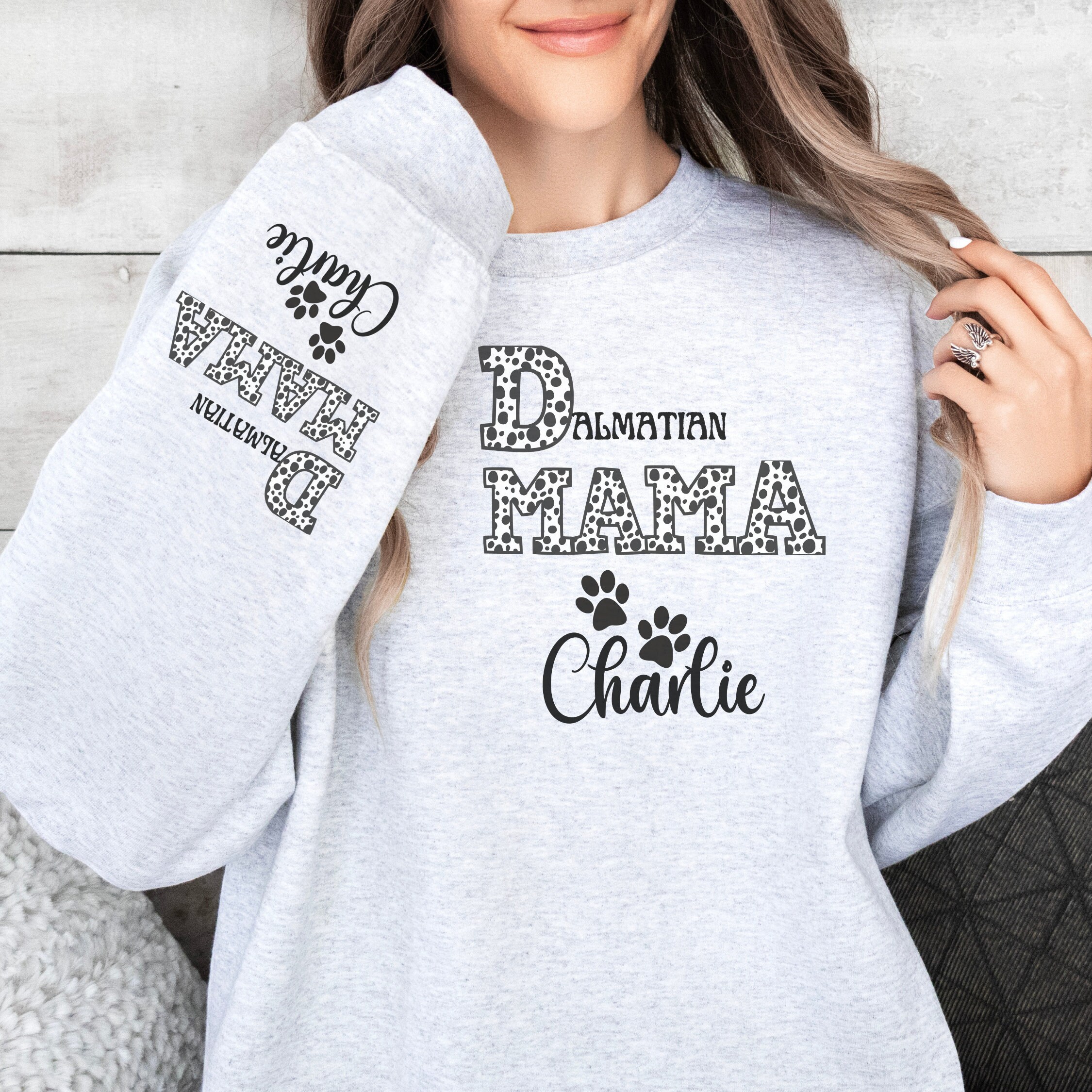 Dalmatian Mama Personalized Custom Gift Sweatshirt, Dog Mom Sweatshirt ...