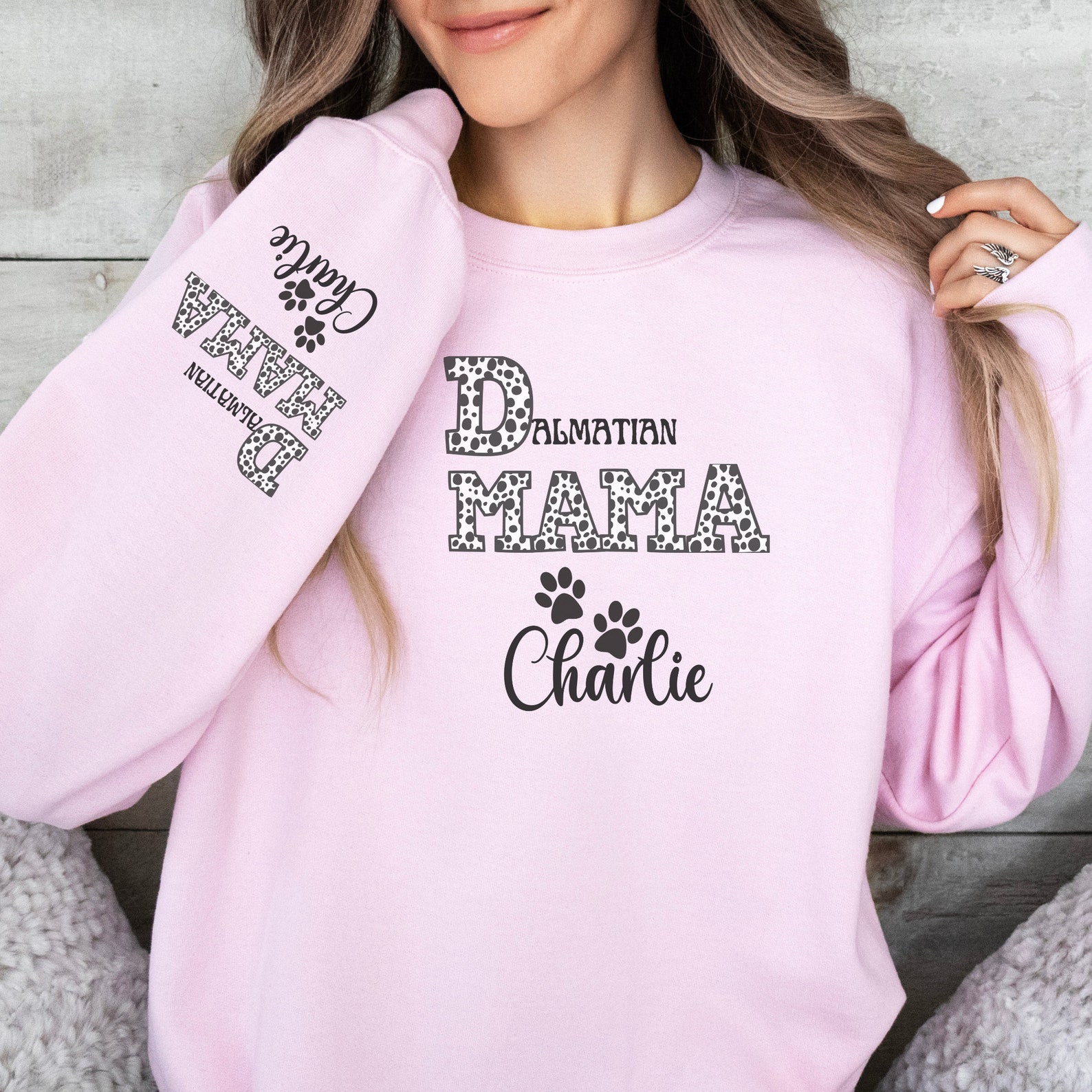 Dalmatian Mama Personalized Custom Gift Sweatshirt, Dog Mom Sweatshirt ...