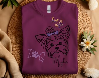 Dog Shirt Personalized Name Dog T-shirt Custom Name Yorkie name shirt Gift for Yorkie Lover Girl Dog Owner Gift Yorkshire Dog Gift T-Shirt