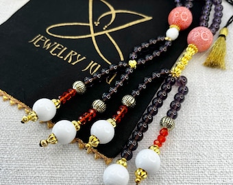 JUZU: &quot;Amethyst Orange&quot; Buddhist Prayer Beads