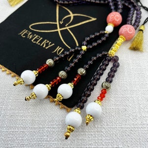 JUZU: &quot;Amethyst Orange&quot; Buddhist Prayer Beads