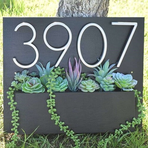 Handmade Address Planter Modern Address Sign With Planter Etsy