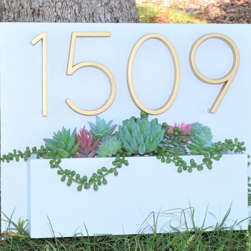 Address Planter Address Sign With Planter Box Address Etsy