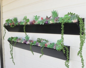 48" Extra Long Wall Planter | Indoor & Outdoor Garden Succulent Box | Long Modern Succulent Planter | Curb Appeal