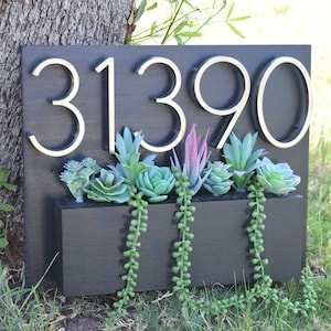 Address Planter | Address Sign with Planter Box | Address Plaque | House Numbers