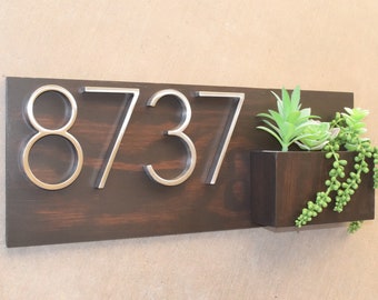 Address Planter | Address Sign with Planter Box | Address Plaque | House Numbers | Wedding Gift