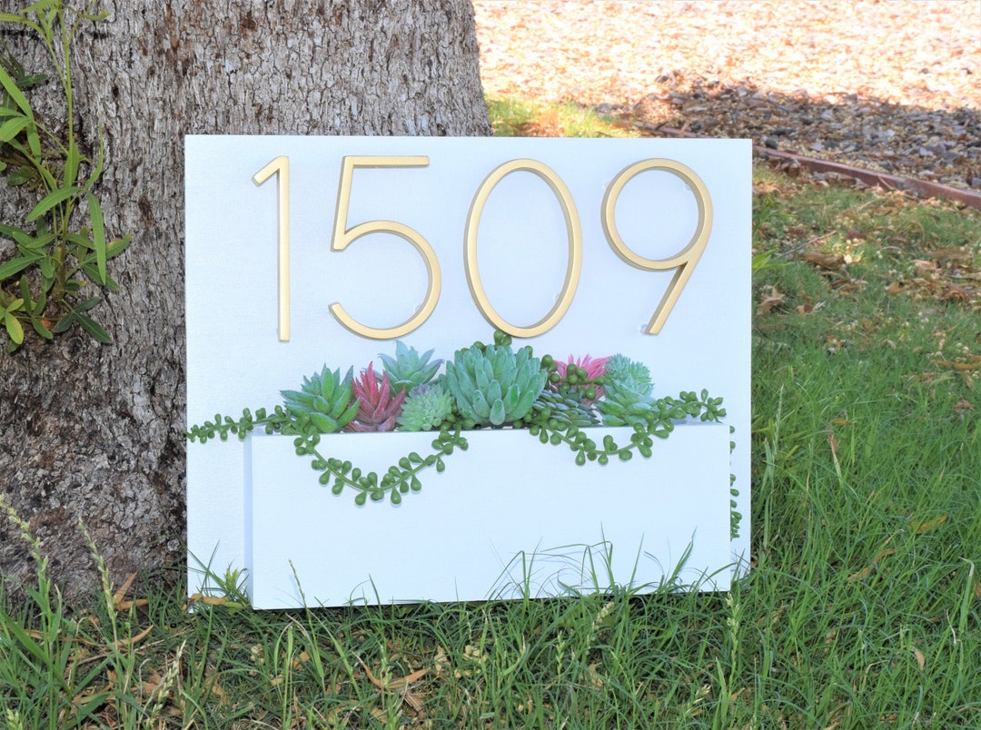 Address Planter Address Sign With Planter Box Address Etsy