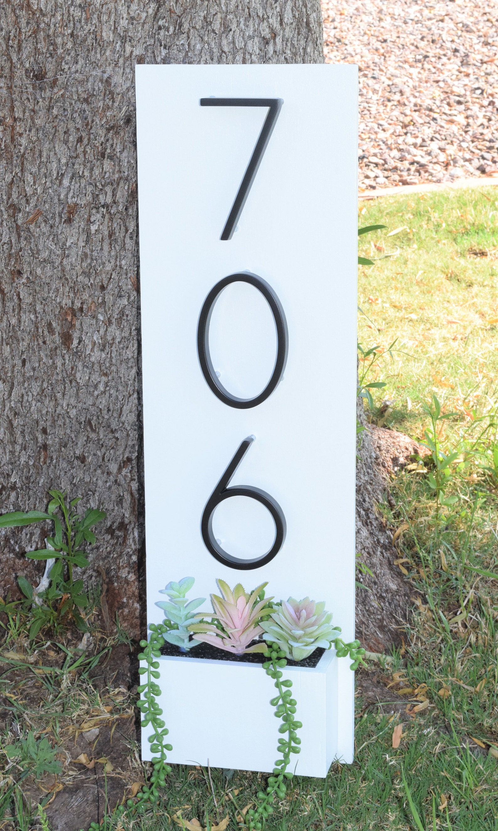 White Address Planter Address Sign With Planter Box Etsy