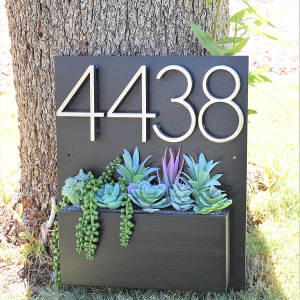 Address Planter | Address Sign with Planter Box | Address Plaque | House Numbers