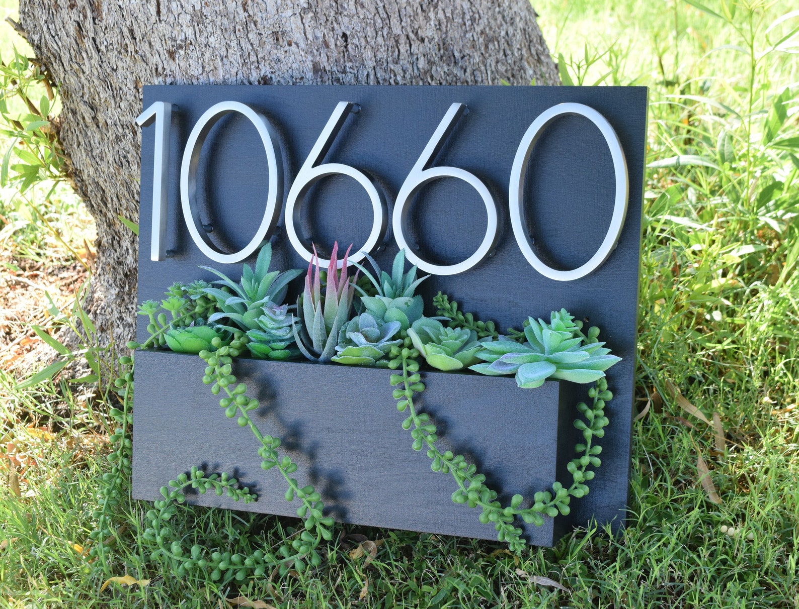 Ebony Address Planter Address Sign With Planter Box Etsy