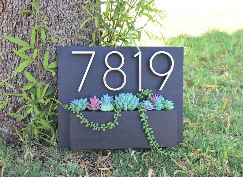 Address Planter Address Sign with Planter Box Address Etsy
