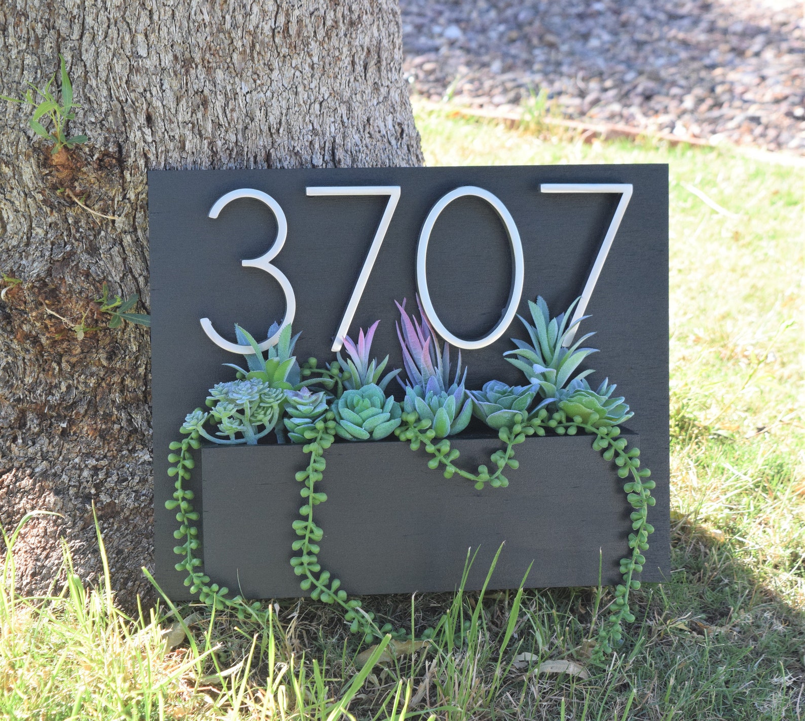Ebony Address Planter Address Sign With Planter Box Etsy