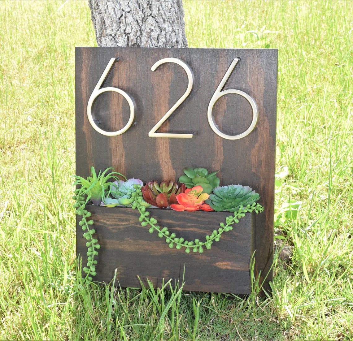 Address Planter Address Sign With Planter Box Address Etsy