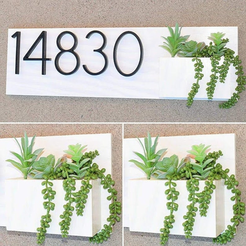 Address Planter Address Sign With Planter Box Address Etsy
