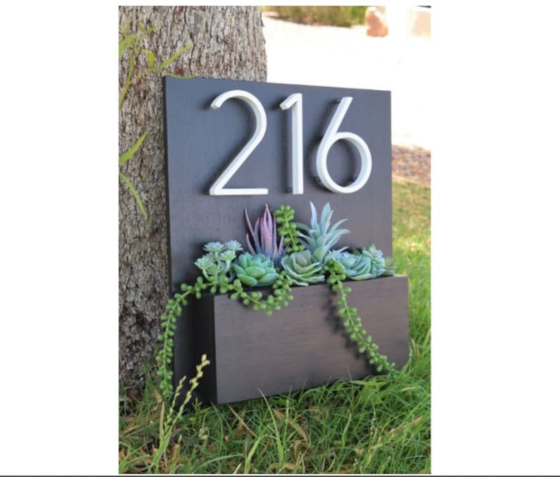 Address Planter Address Sign with Planter Box Address Etsy