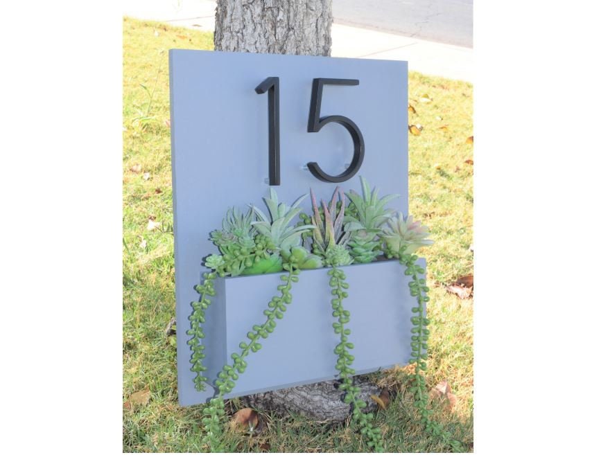 Handmade Address Planter | Modern Address Sign with Planter Box | Mailbox Box House Number