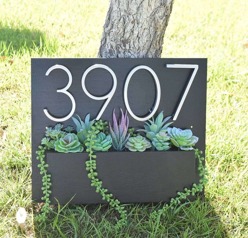 Address Planter Address Sign with Planter Box Address Etsy
