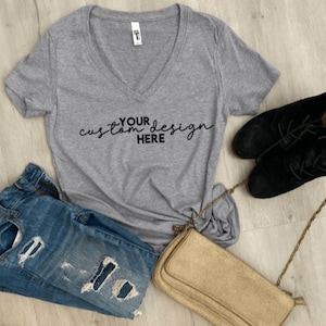 Custom Designed V Neck Shirts (Black or Gray), Personalized Designs, Personalized Logos