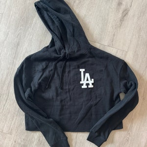LA Dodgers - Black Crop Pullover Hoodie