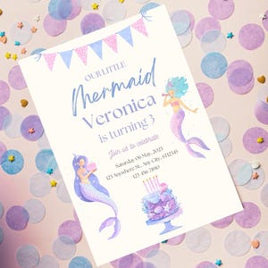 Mermaid Birthday Invitation, EDITABLE Mermaid Invitation , Mermaid Party Invitation , Kids Birthday Invitation, Instant Download