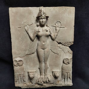 Ishtar goddess, Queen of the Night,Burney relief,  Ereshkigal Goddess, Lilith statue, Inanna, Lilitu, ancient Sumerian Goddess