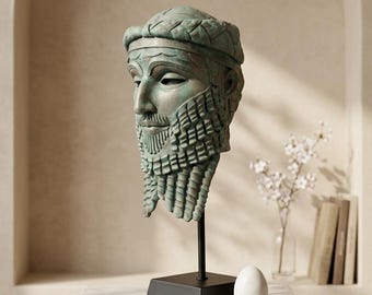 Sargon II Bust Replica: Ancient Assyrian Art Sculpture