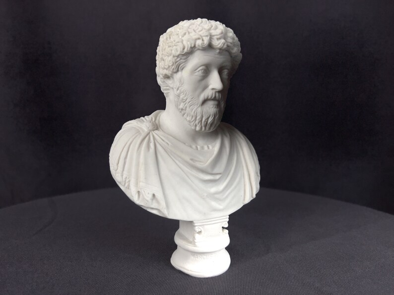 Marcus Aurelius Bust | Handmade Marble Cast Sculpture | Stoic Philosopher Statue image 4