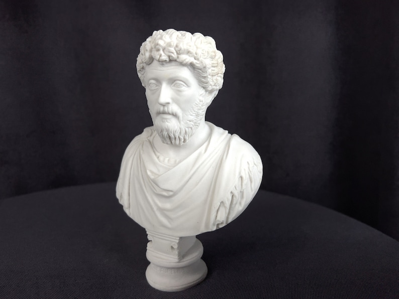 Marcus Aurelius Bust | Handmade Marble Cast Sculpture | Stoic Philosopher Statue image 3