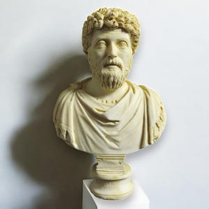 Marcus Aurelius Bust | Handmade Marble Cast Sculpture | Stoic Philosopher Statue image 2