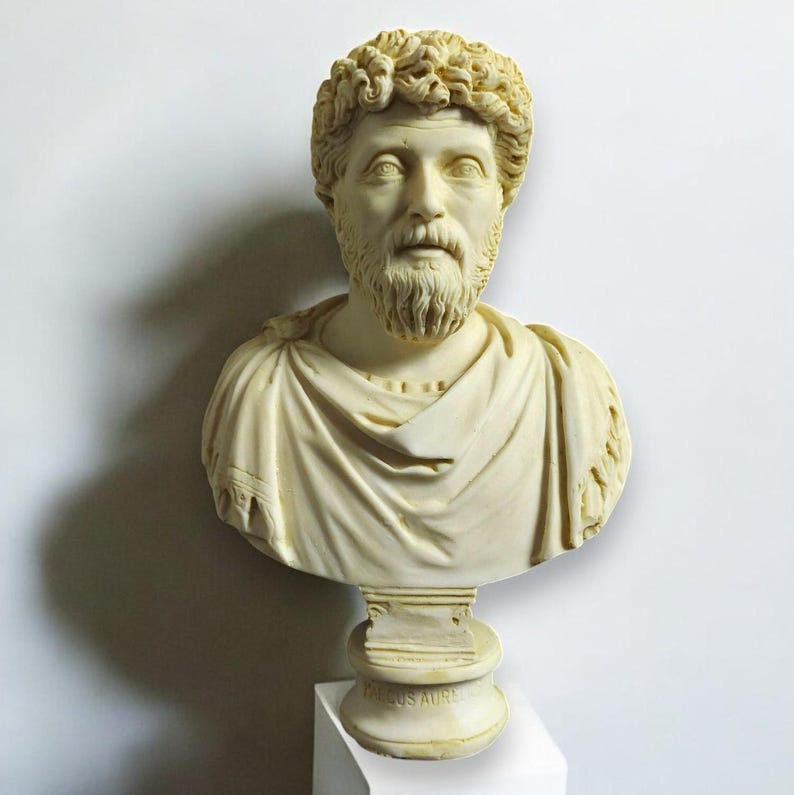 Marcus Aurelius Bust | Handmade Marble Cast Sculpture | Stoic Philosopher Statue image 2