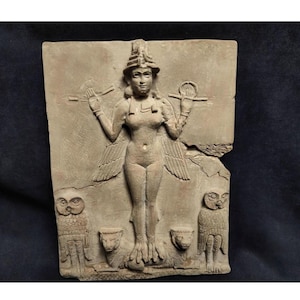 Ishtar goddess, Queen of the Night,Burney relief,  Ereshkigal Goddess, Lilith statue, Inanna, Lilith, ancient Sumerian Goddess