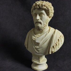 Marcus Aurelius Bust | Handmade Marble Cast Sculpture | Stoic Philosopher Statue image 9