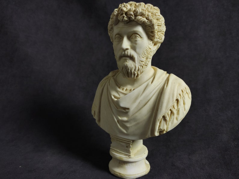 Marcus Aurelius Bust | Handmade Marble Cast Sculpture | Stoic Philosopher Statue image 9