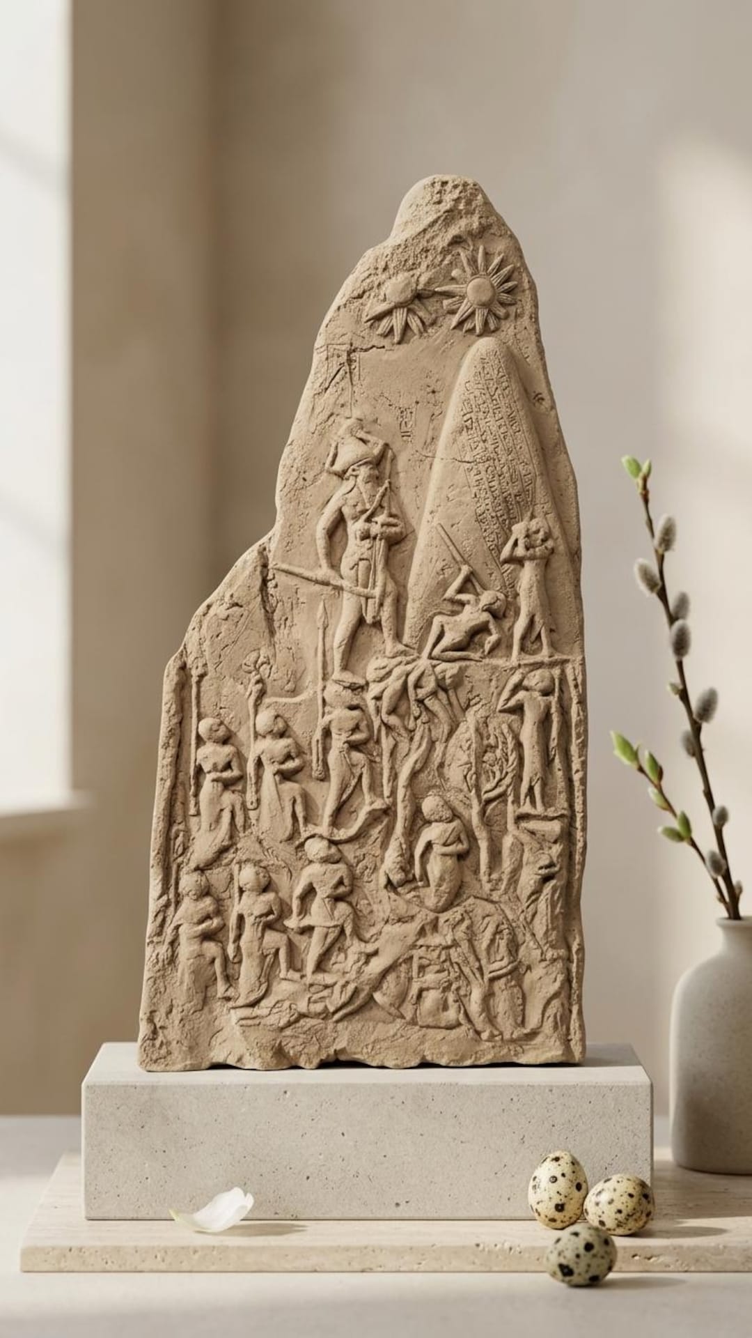 美品　古代メソポタミア　ナブ・アプラ・イディナ　石碑　レプリカ　バビロニアの石碑 手作りのナラム・シン石碑のレプリカ：メソポタミア美術、考古学装飾