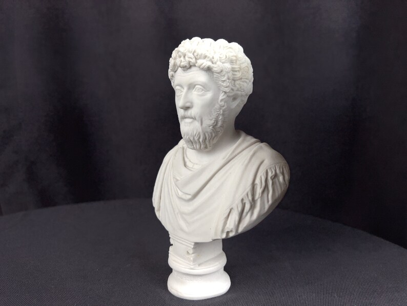 Marcus Aurelius Bust | Handmade Marble Cast Sculpture | Stoic Philosopher Statue image 6