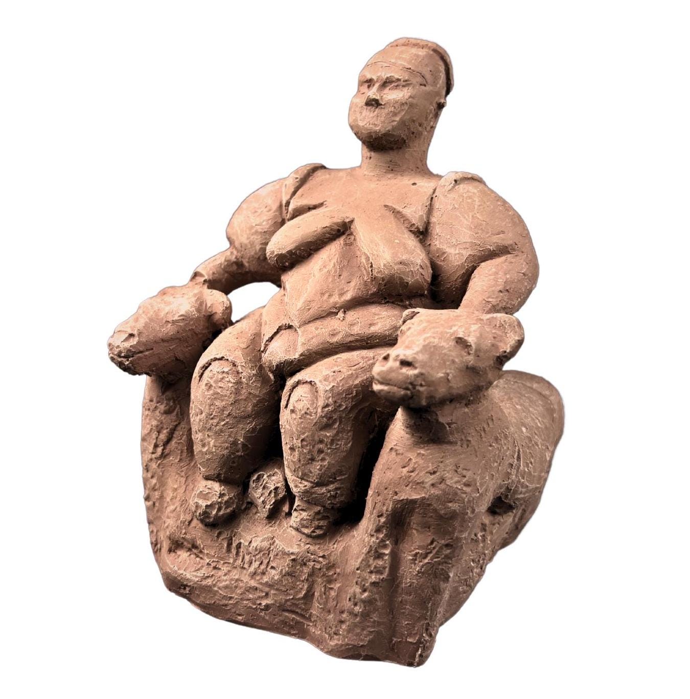 Cybele Statue: Handmade Calcite Stone Powder Anatolian