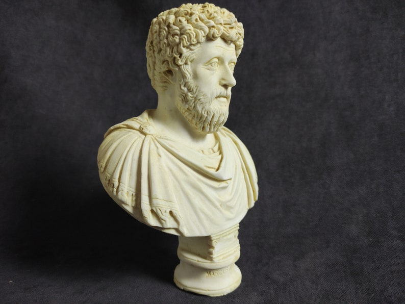 Marcus Aurelius Bust | Handmade Marble Cast Sculpture | Stoic Philosopher Statue image 8