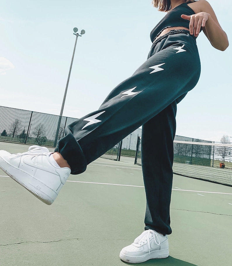 joggers with lightning bolt