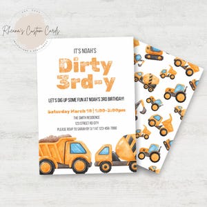 Dirty 3rd-y Invitation | Construction 3rd Birthday Invitation