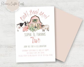 Oink Baa Moo I’m Two Birthday Invitation