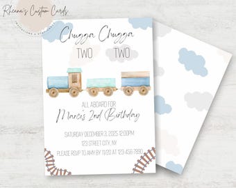 Chugga Chugga Two Two 2nd Birthday Invitation (Digital Download)