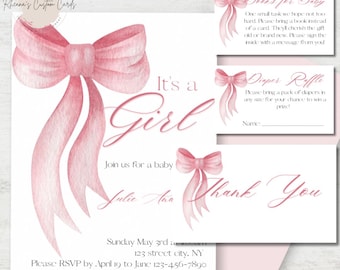 Invito per baby shower con fiocco rosa It's a Girl