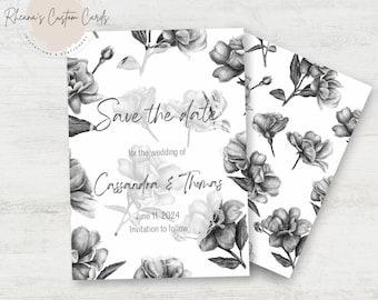 Black & White Floral Save The Date